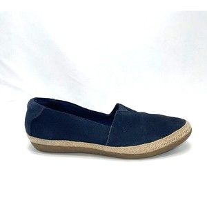 Clarks Danelly Sky Loafer Flat Navy Suede Slip on Sneaker,  Women Size 8